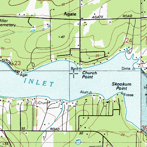 Topographic Map of Church Point, WA