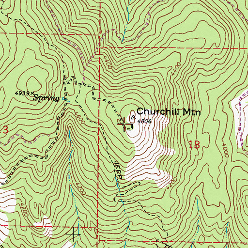 Topographic Map of Churchill Mountain, WA