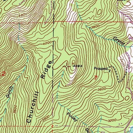 Topographic Map of Churchill Ridge, WA