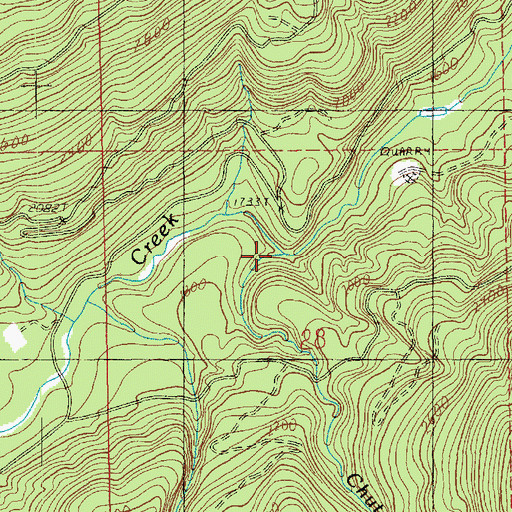 Topographic Map of Chute Creek, WA