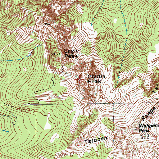 Topographic Map of Chutla Peak, WA
