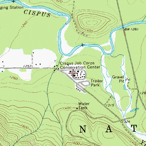 Topographic Map of Cispus Job Corps Conservation Center, WA