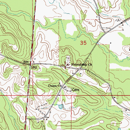 Topographic Map of Friendship Baptist Church, AL