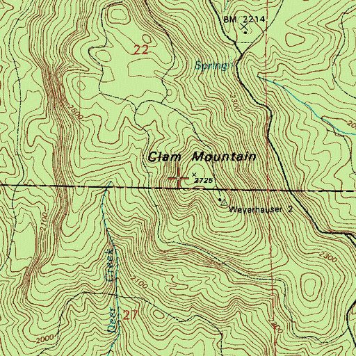 Topographic Map of Clam Mountain, WA