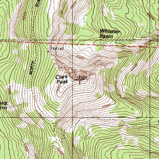 Topographic Map of Clark Peak, WA
