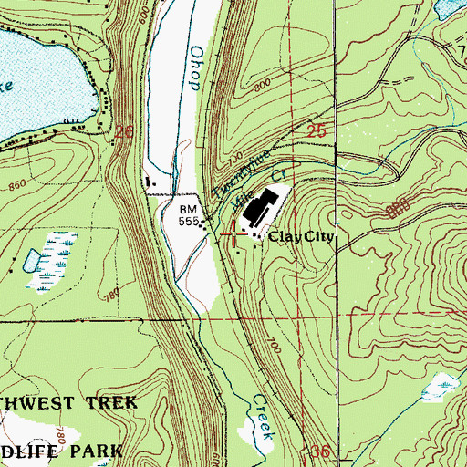 Topographic Map of Clay City, WA