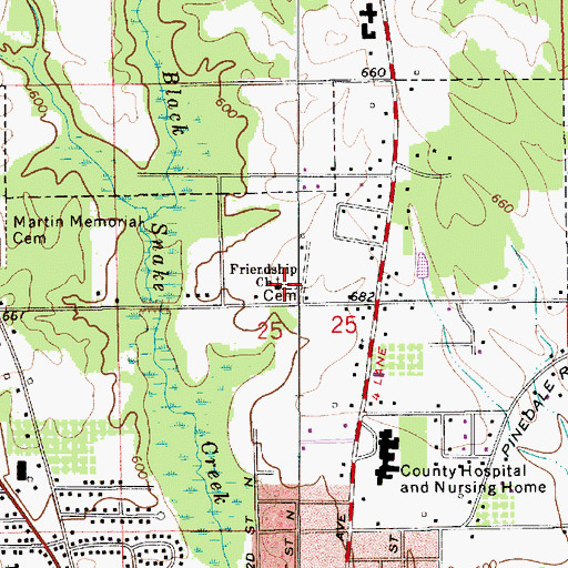 Topographic Map of Friendship Baptist Church, AL