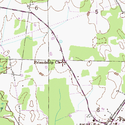 Topographic Map of Friendship Church, AL