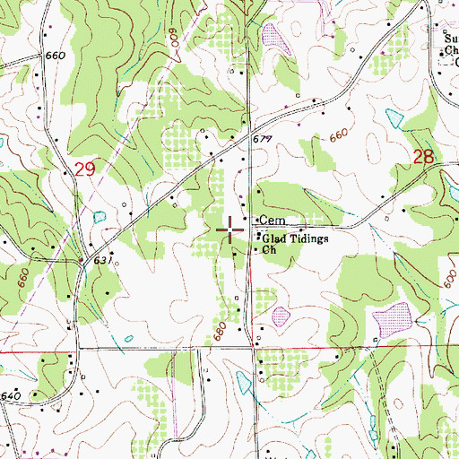 Topographic Map of Glad Tidings Church of Christ, AL