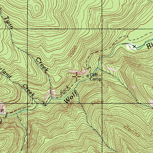 Topographic Map of Cliff Camp, WA