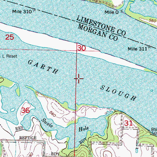 Topographic Map of Garth Slough, AL