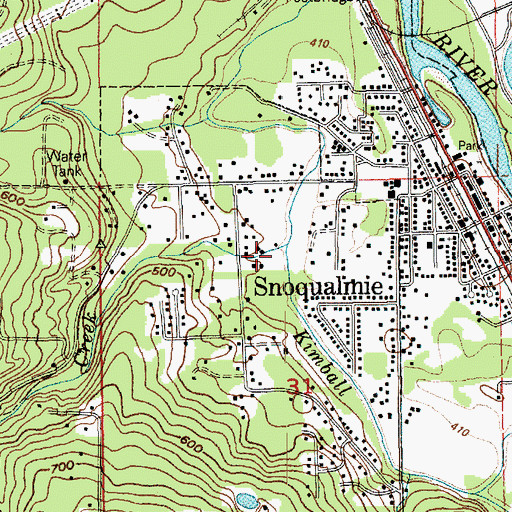 Topographic Map of Coal Creek, WA