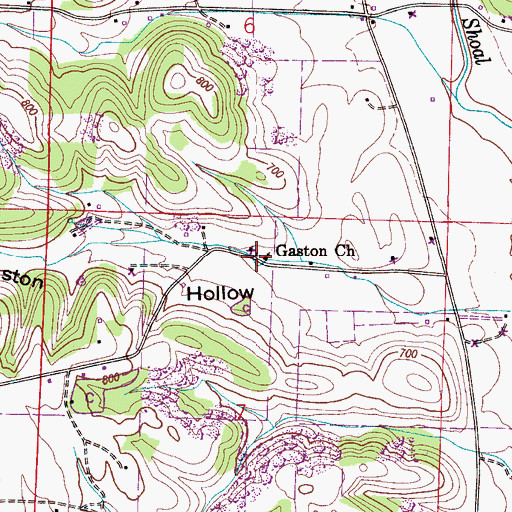 Topographic Map of Gaston Church, AL
