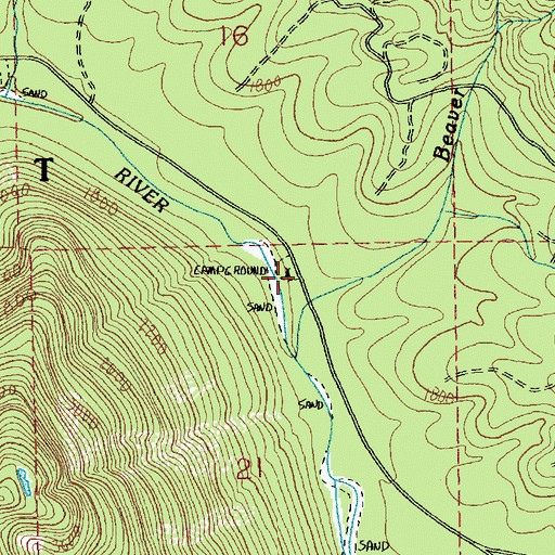 Topographic Map of Coal Creek Camp, WA