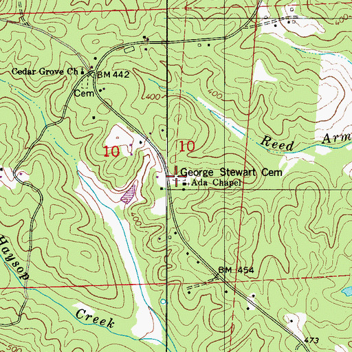 Topographic Map of George Stewart Cemetery, AL