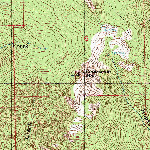 Topographic Map of Cockscomb Mountain, WA