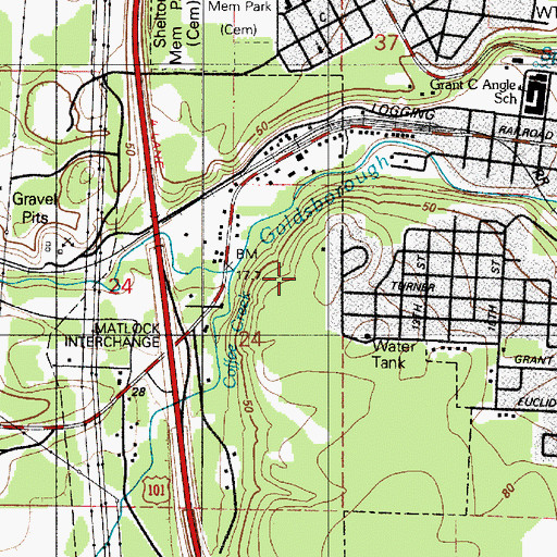 Topographic Map of Coffee Creek, WA