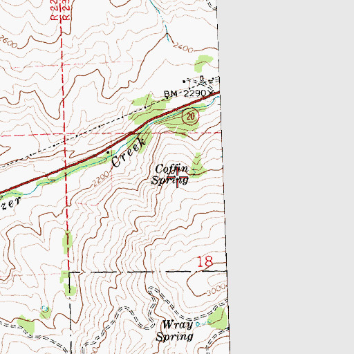 Topographic Map of Coffin Spring, WA