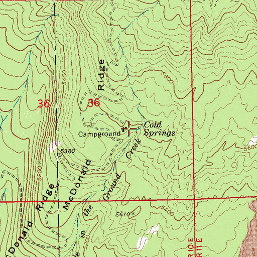 Topographic Map of Cold Springs, WA