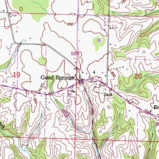 Topographic Map of Good Springs, AL