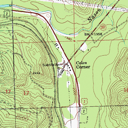 Topographic Map of Coles Corner, WA