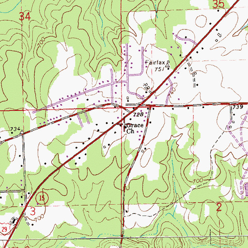Topographic Map of Grace Baptist Church, AL
