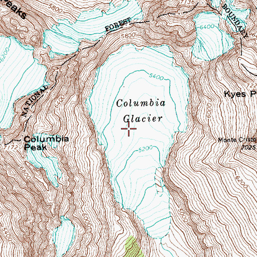 Topographic Map of Columbia Glacier, WA