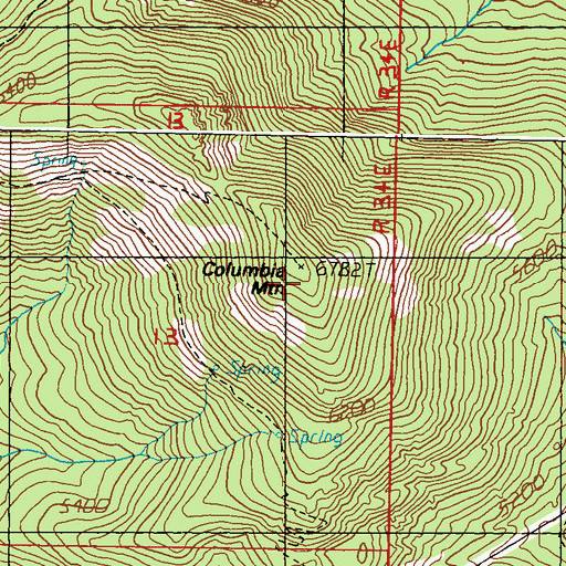 Topographic Map of Columbia Mountain, WA