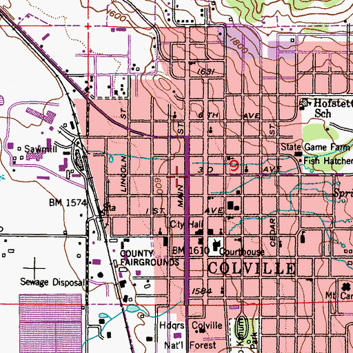 Topographic Map of Colville, WA