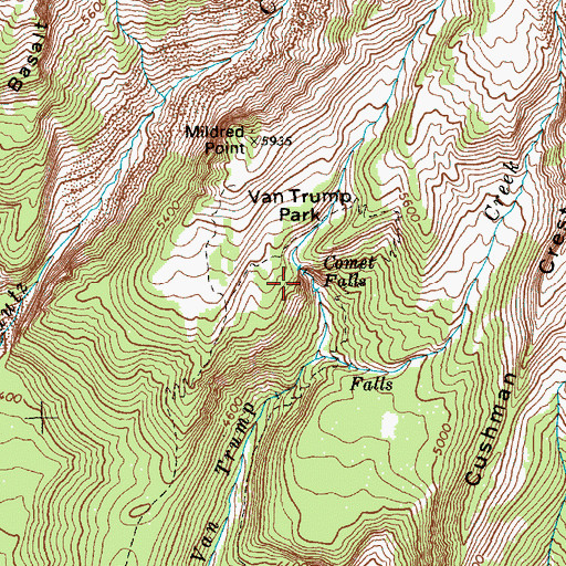 Topographic Map of Comet Falls, WA