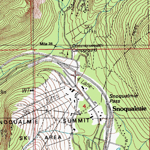 Topographic Map of Commonwealth Campground, WA