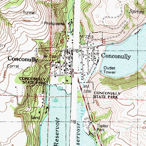 Topographic Map of Conconully, WA
