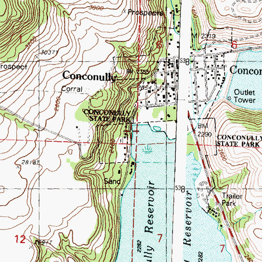 Topographic Map of Conconully State Park, WA