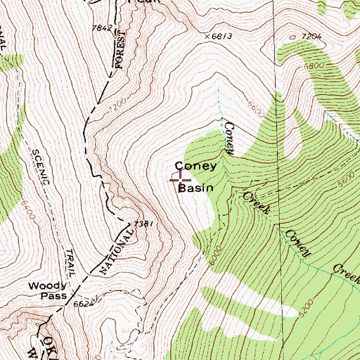 Topographic Map of Coney Basin, WA
