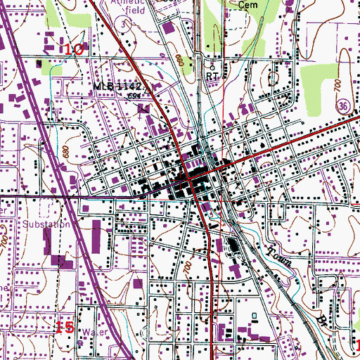 Topographic Map of Hartselle, AL