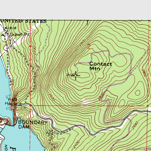 Topographic Map of Contact Mountain, WA
