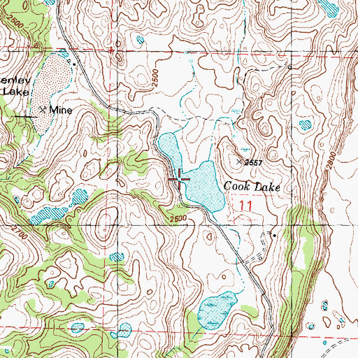 Topographic Map of Cook Lake, WA