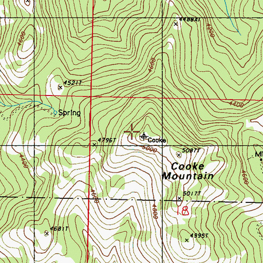 Topographic Map of Cooke Mountain, WA