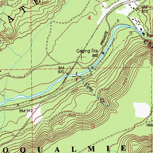 Topographic Map of Coon Creek, WA