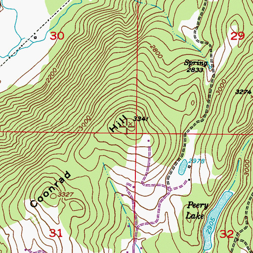 Topographic Map of Coonrad Hill, WA