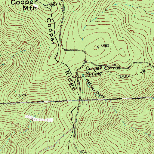 Topographic Map of Cooper Corral Spring, WA