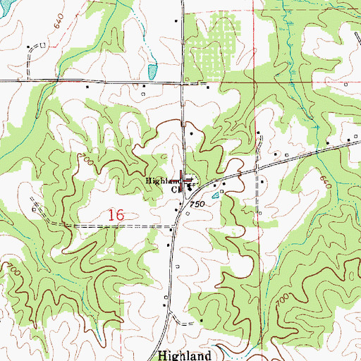 Topographic Map of Highland Baptist Church, AL