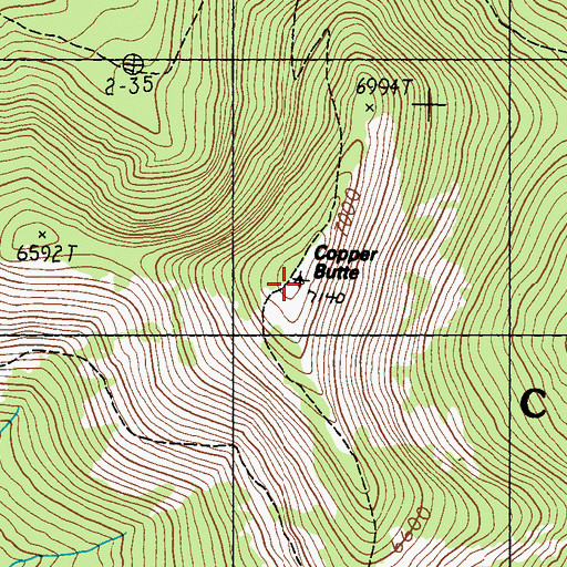 Topographic Map of Copper Butte, WA