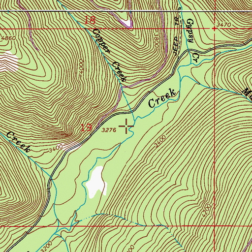 Topographic Map of Copper Creek, WA