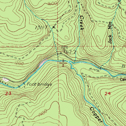 Topographic Map of Copper Creek, WA