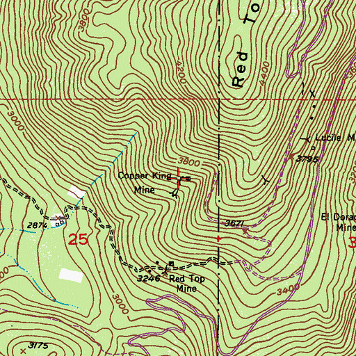 Topographic Map of Copper King Mine, WA