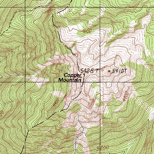 Topographic Map of Copper Mountain, WA