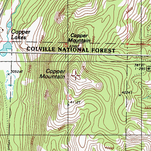 Topographic Map of Copper Mountain, WA