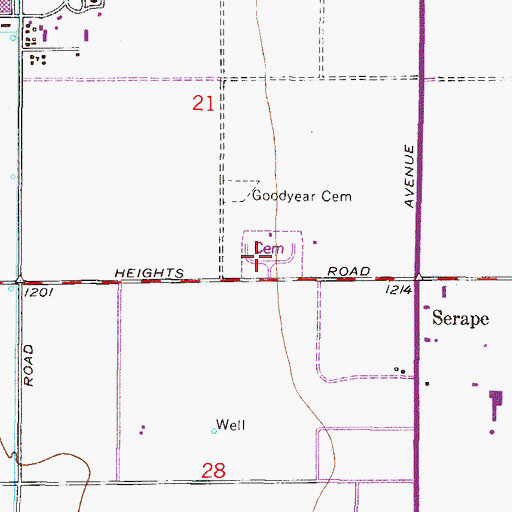 Topographic Map of Valley of the Sun Cemetery, AZ