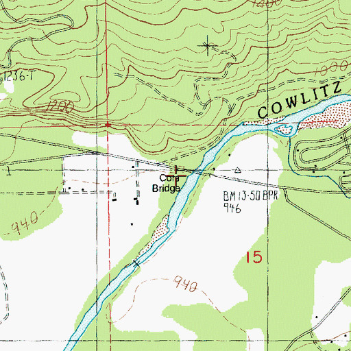 Topographic Map of Cora Bridge, WA